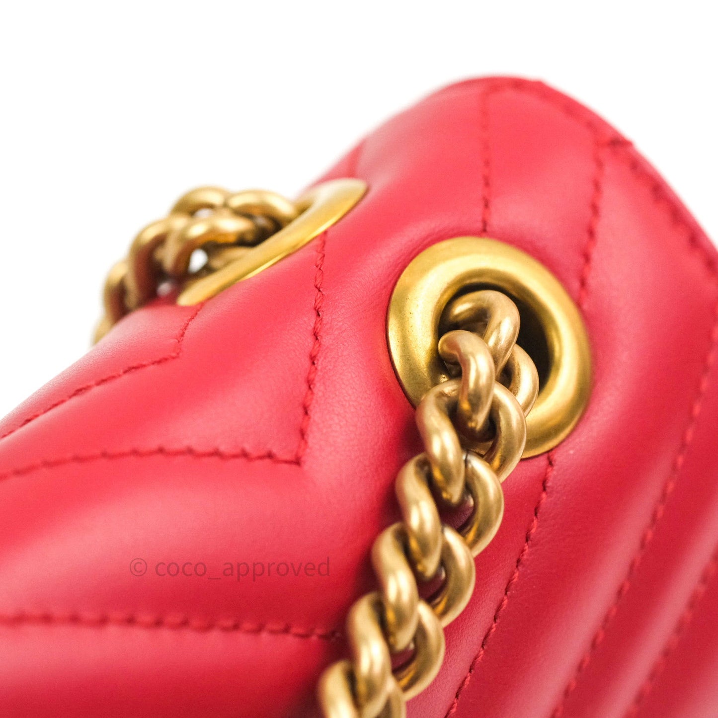 Gucci Small Marmont Red Calfskin Gold Hardware