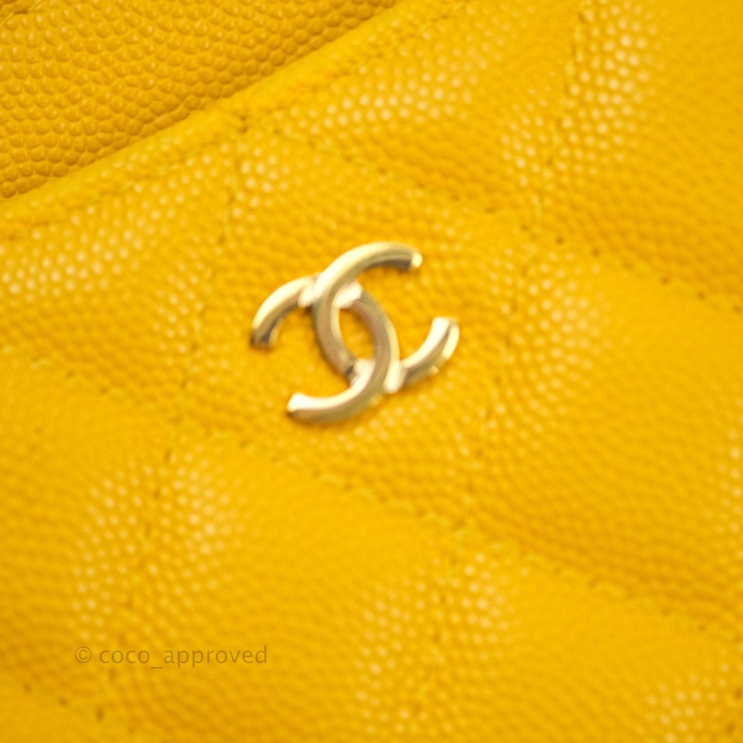 Chanel O Case Phone Case Pouch Card Holder Yellow Caviar Gold Hardware