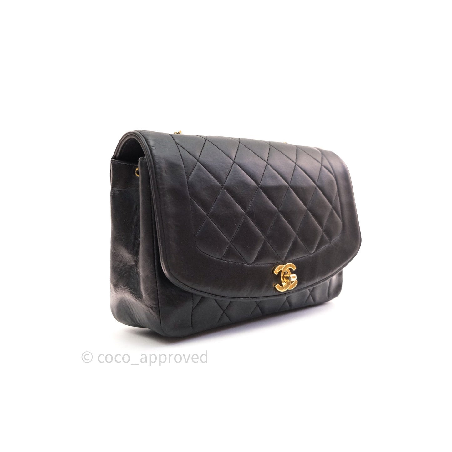 Chanel Black Quilted Lambskin Medium Vintage Classic Diana Flap Bag