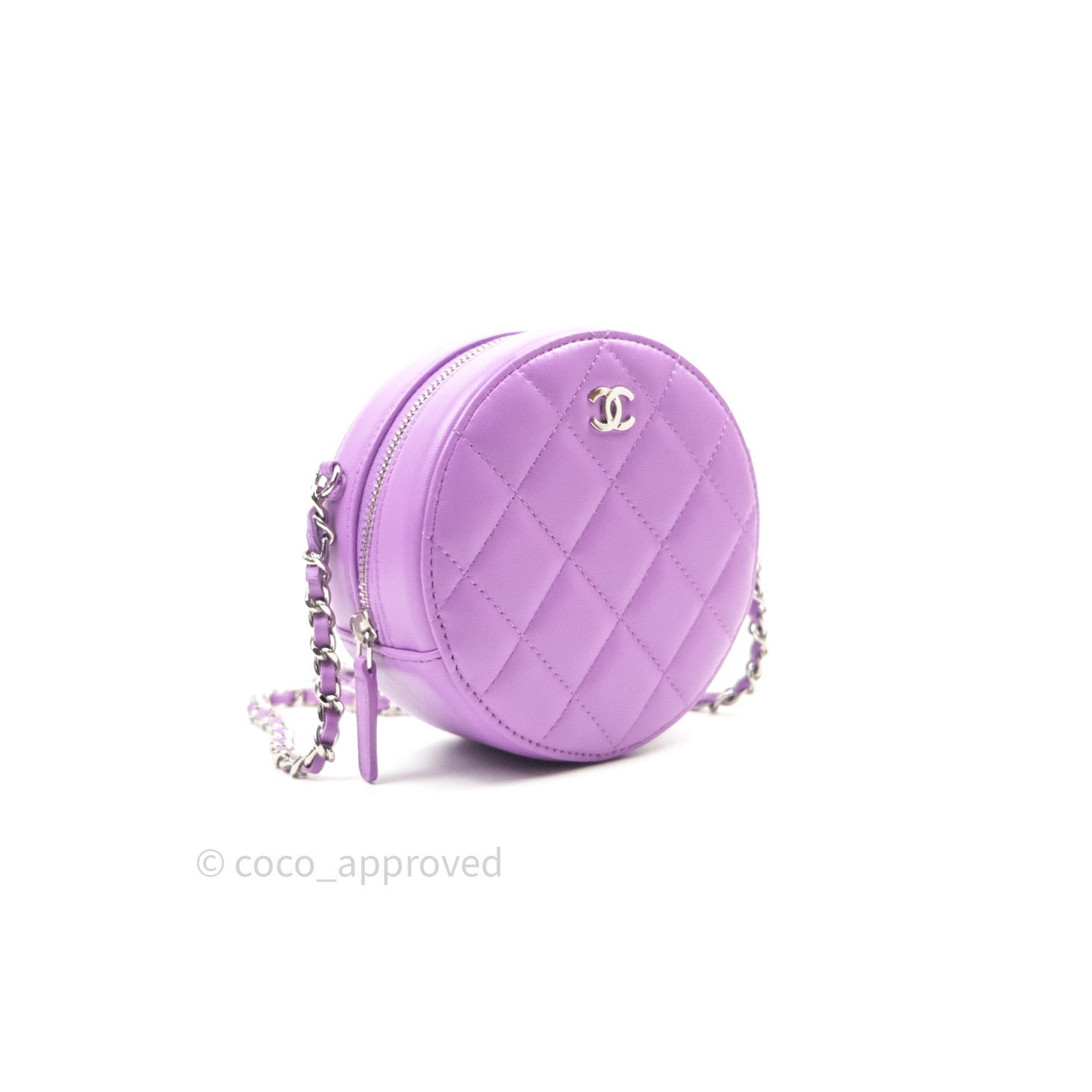 Chanel Round Circle Bag Purple Silver Hardware
