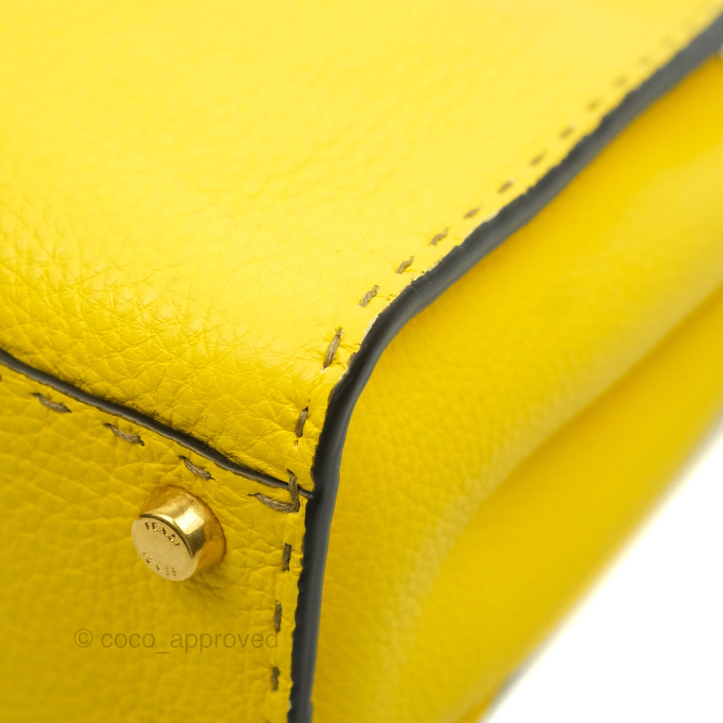 Fendi Small Peekaboo Iseeu Yellow Grained Leather Gold Hardware