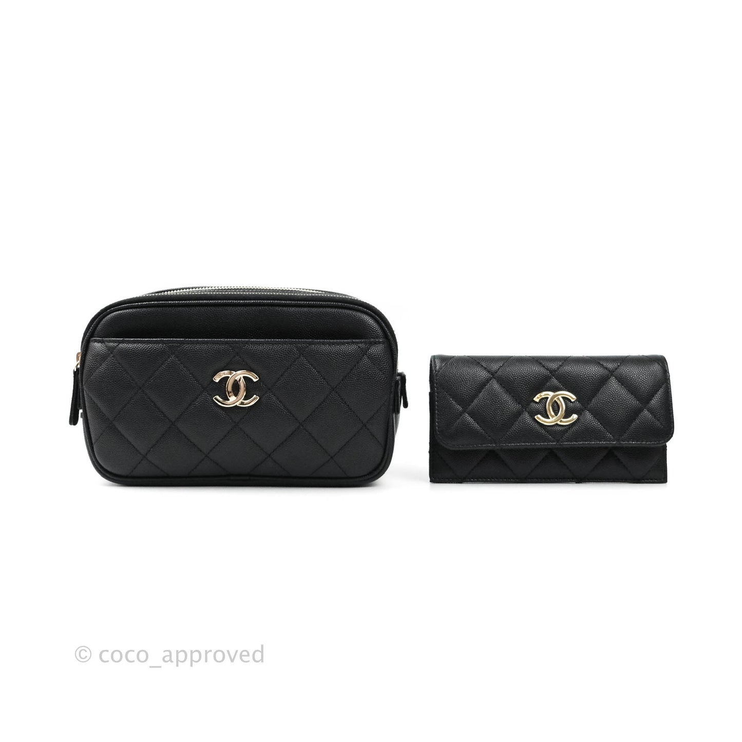 Chanel Quilted Caviar Waist Bag Black Gold Hardware