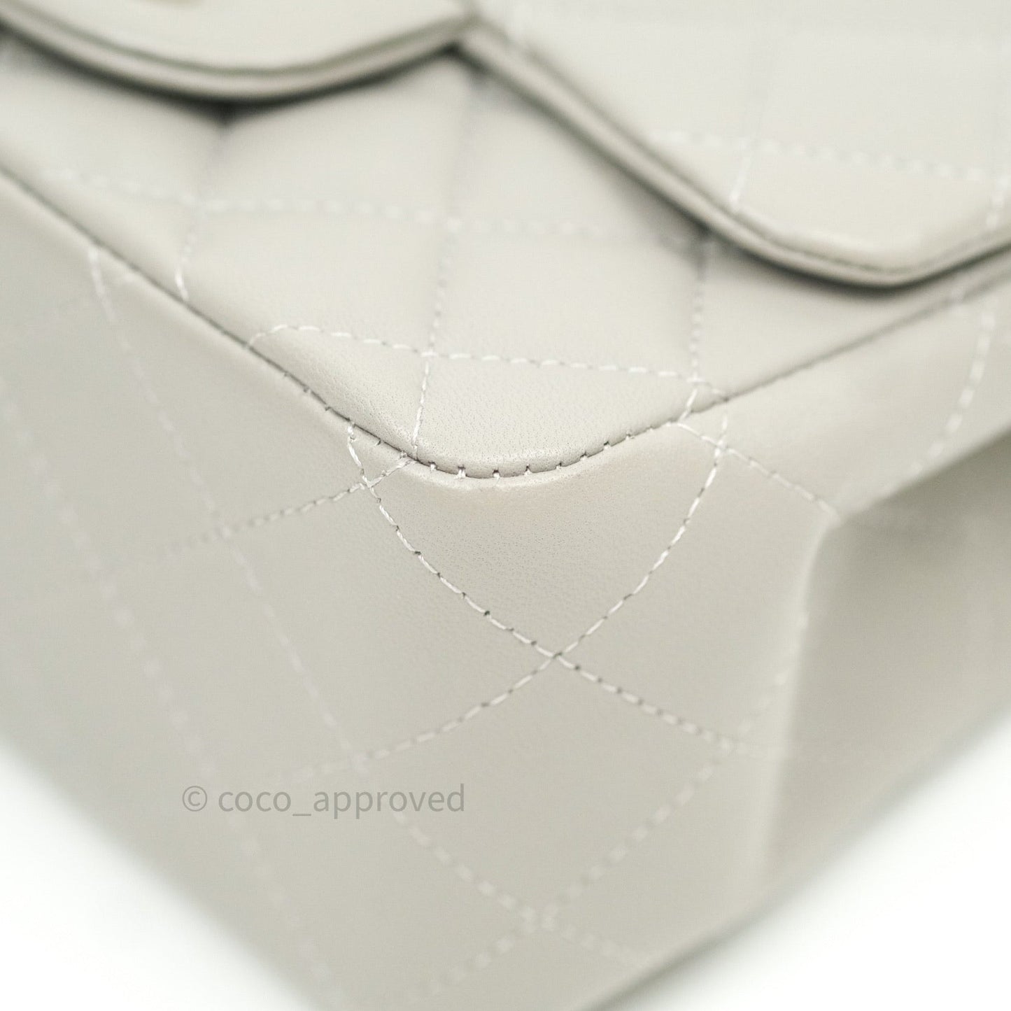 Chanel Mini Square Grey Lambskin Silver Hardware 19B
