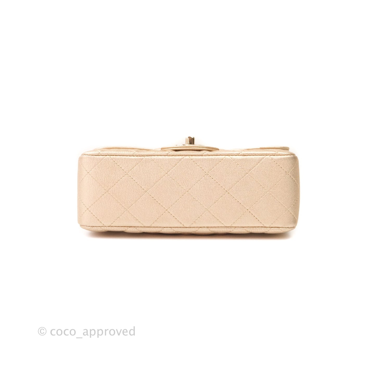 Chanel Quilted Mini Rectangular Iridescent Gold Lambskin Gold Hardware