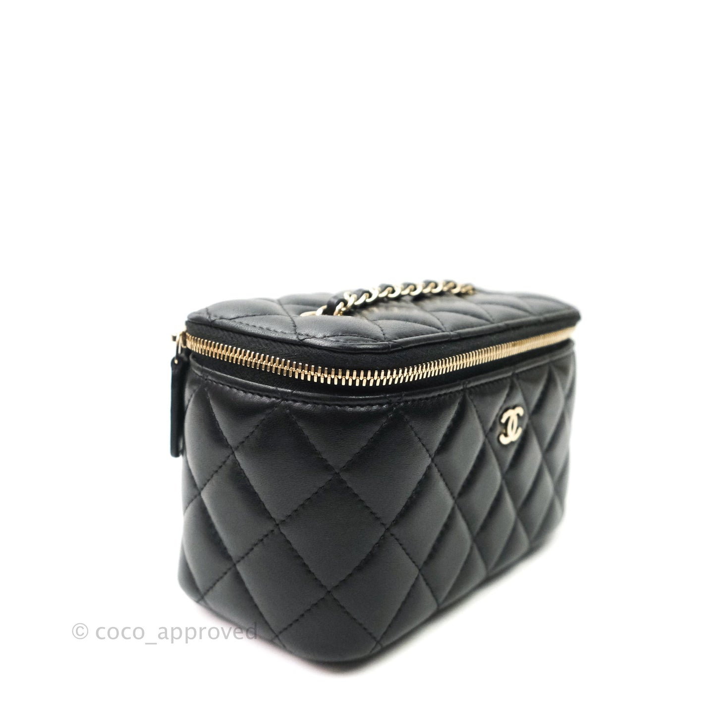 Chanel Vanity with Classic Chain in Black Lambskin Gold Hardware