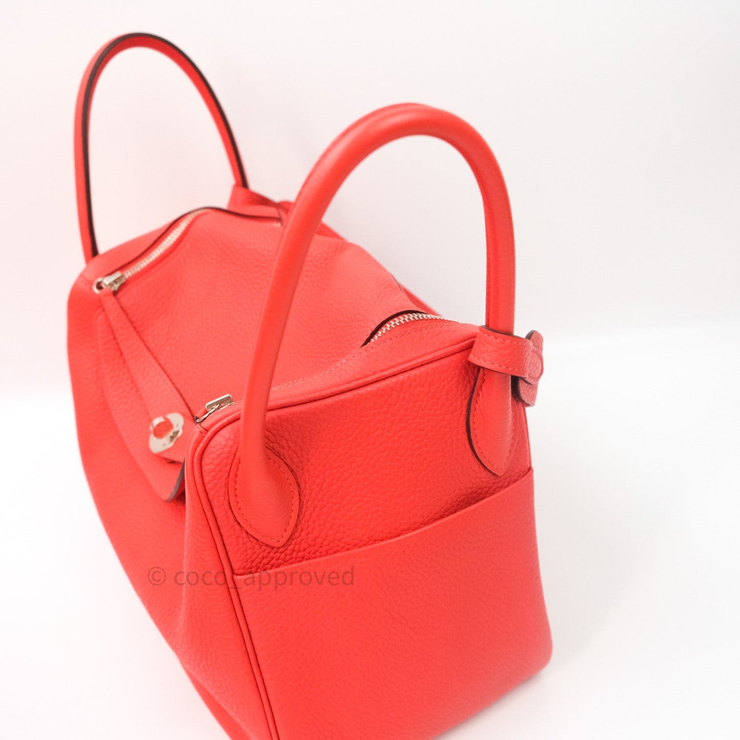 Hermès Lindy 30 Rose Jaipur Clemence Palladium Hardware