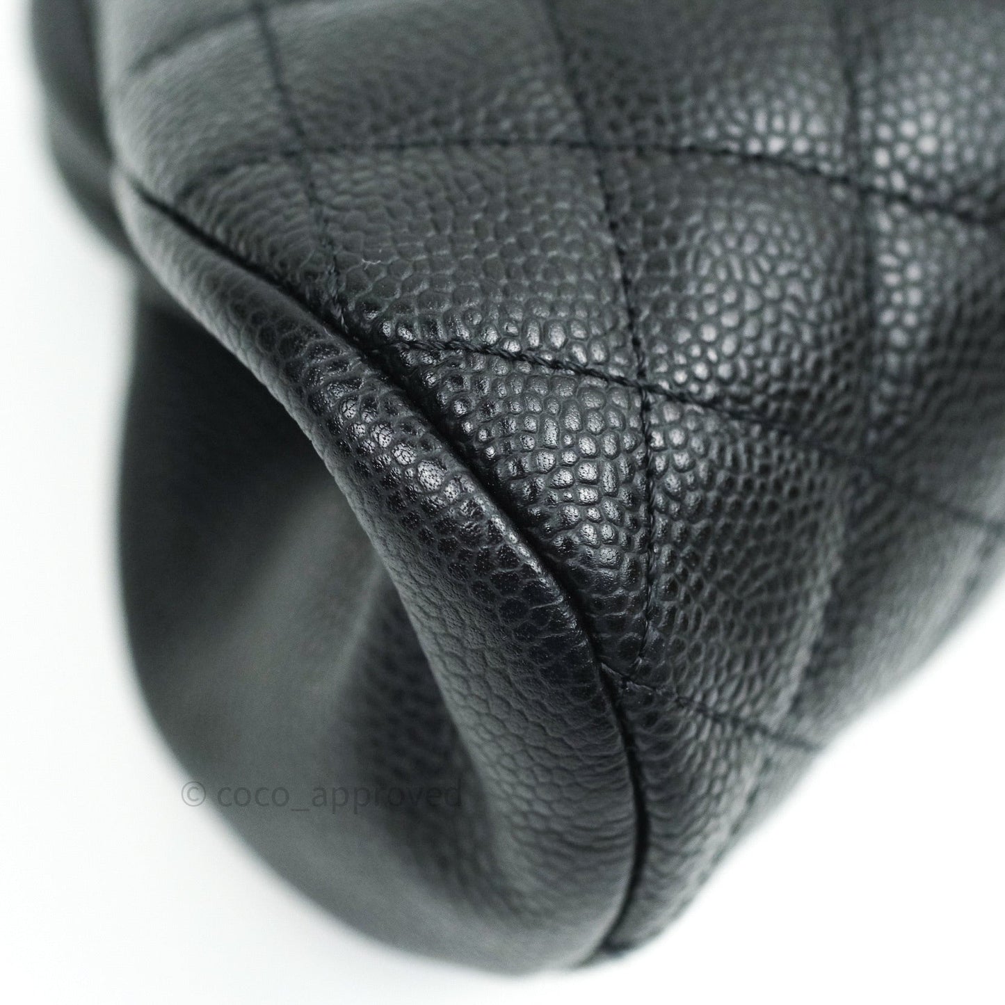 Chanel Quilted Timeless Kisslock Clutch Black Caviar Silver Hardware