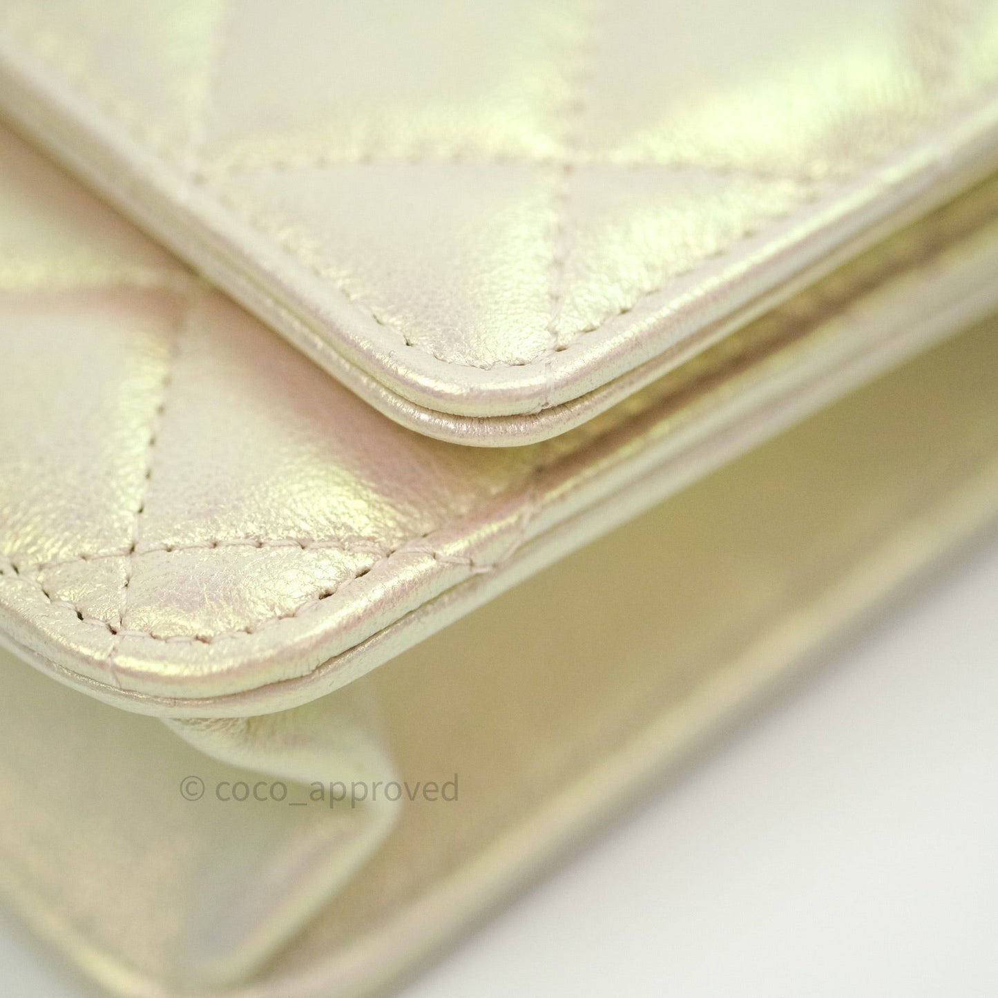 Chanel Quilted Wallet on Chain WOC Iridescent Ivory Gold Hardware 20A