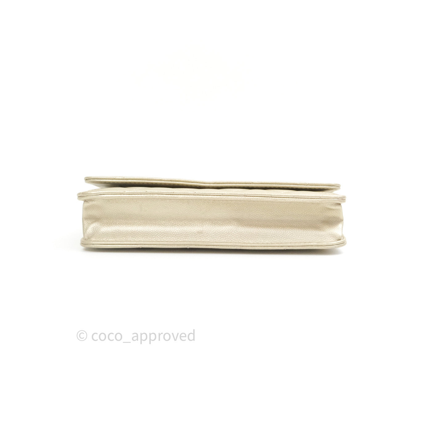 Chanel Quilted Wallet on Chain WOC Light Gold Caviar Gold Hardware