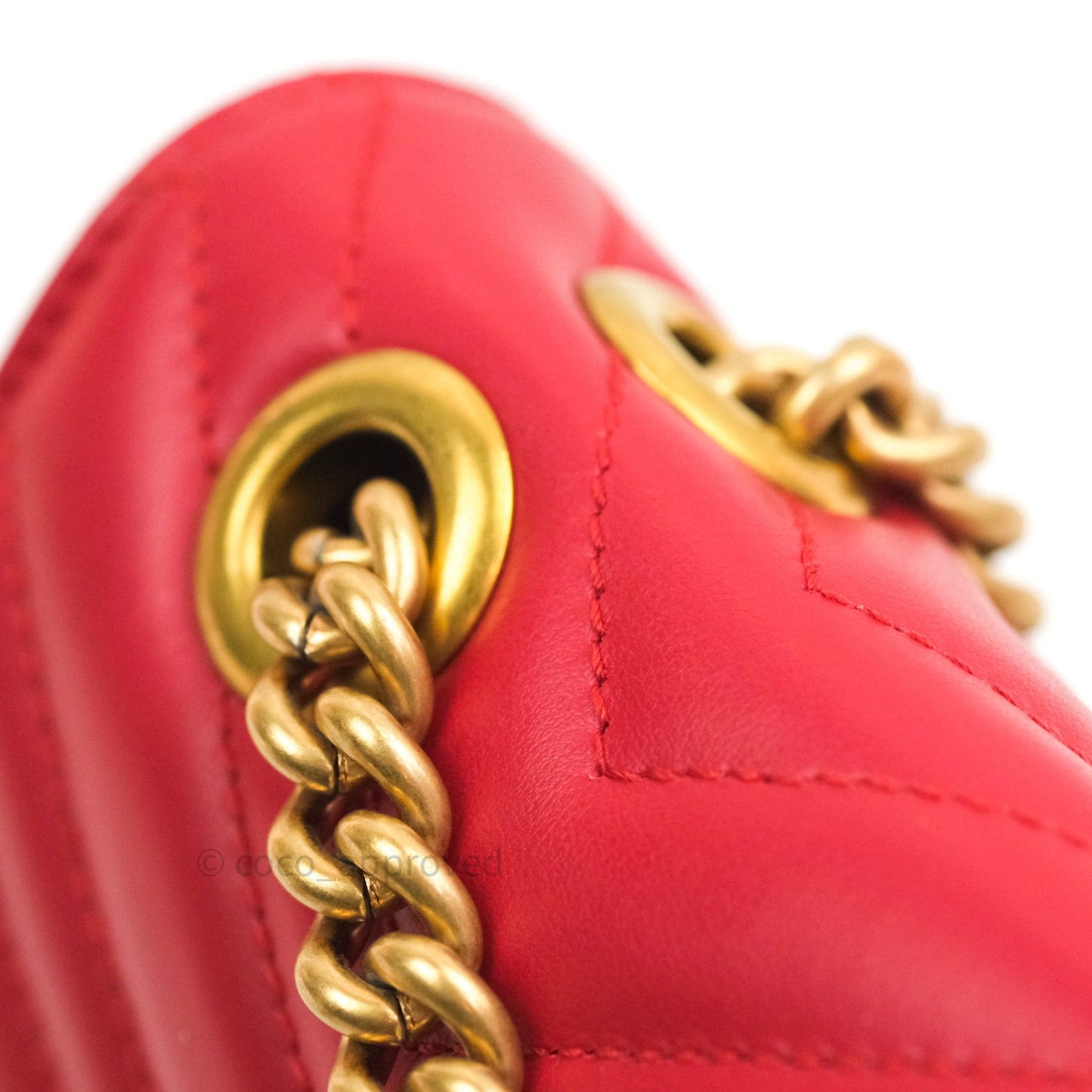 Gucci Small Marmont Red Calfskin Gold Hardware