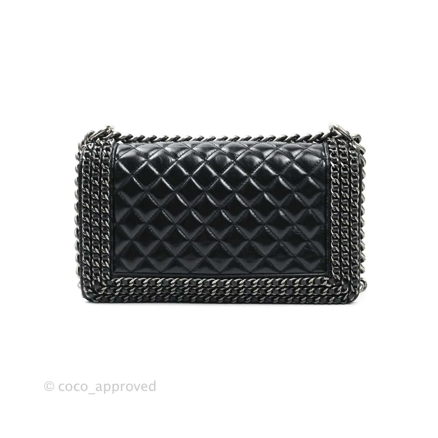 Chanel Quilted Chain Around Medium Aged Glazed Calfskin Boy Ruthenium Hardware
