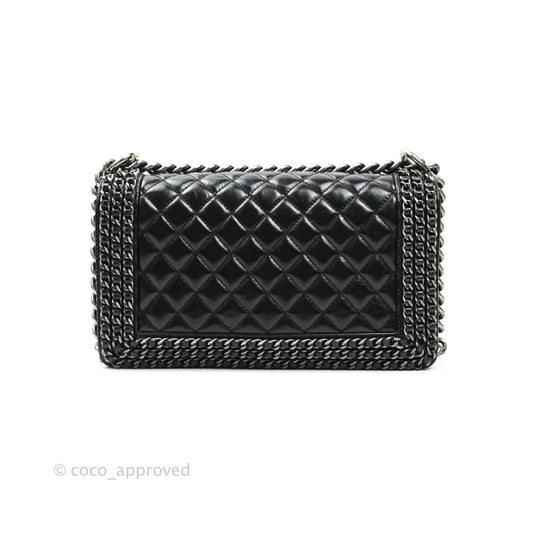 Chanel Quilted Chain Around Medium Aged Glazed Calfskin Boy Ruthenium Hardware