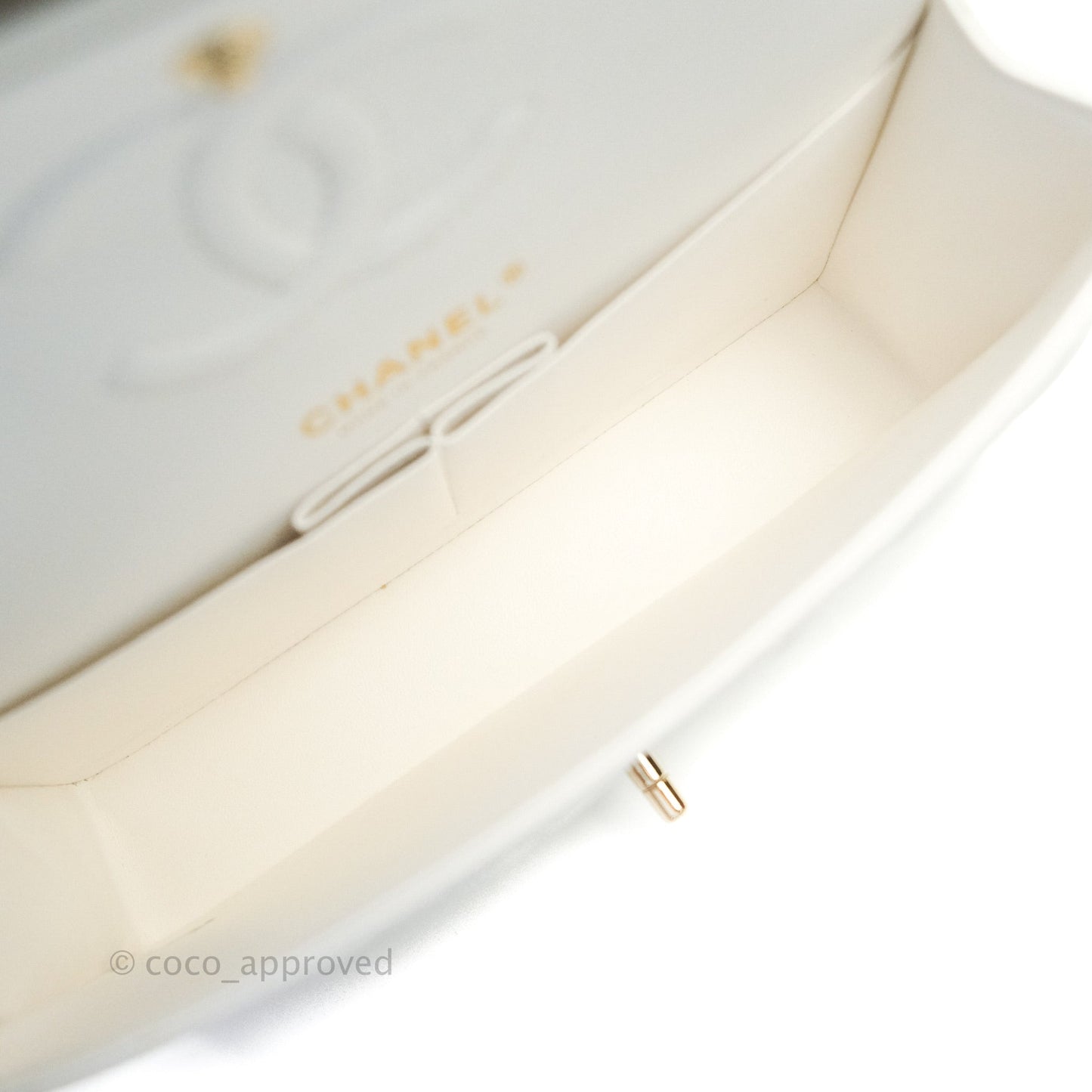 Chanel Classic Small S/M Flap Ivory White Caviar Gold Hardware
