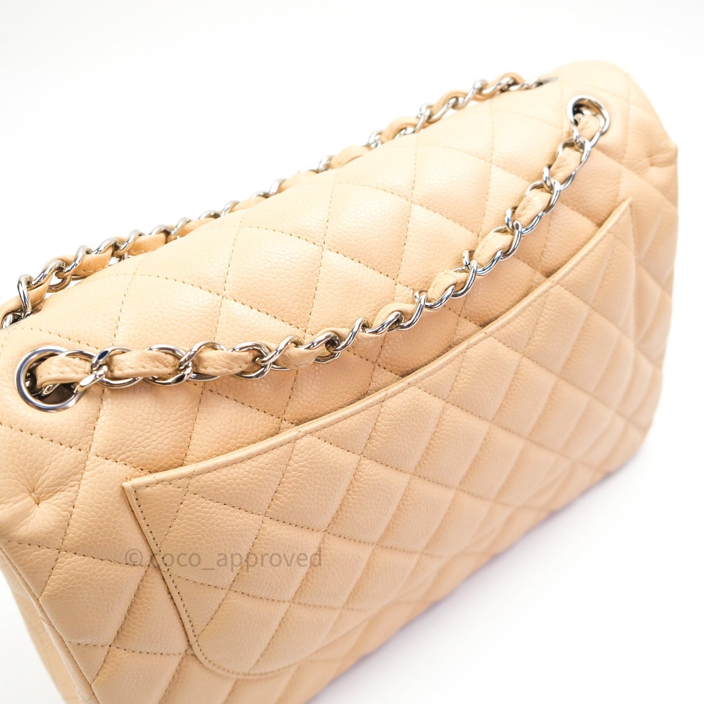 Chanel Jumbo Double Flap Beige Caviar Silver Hardware⁣⁣