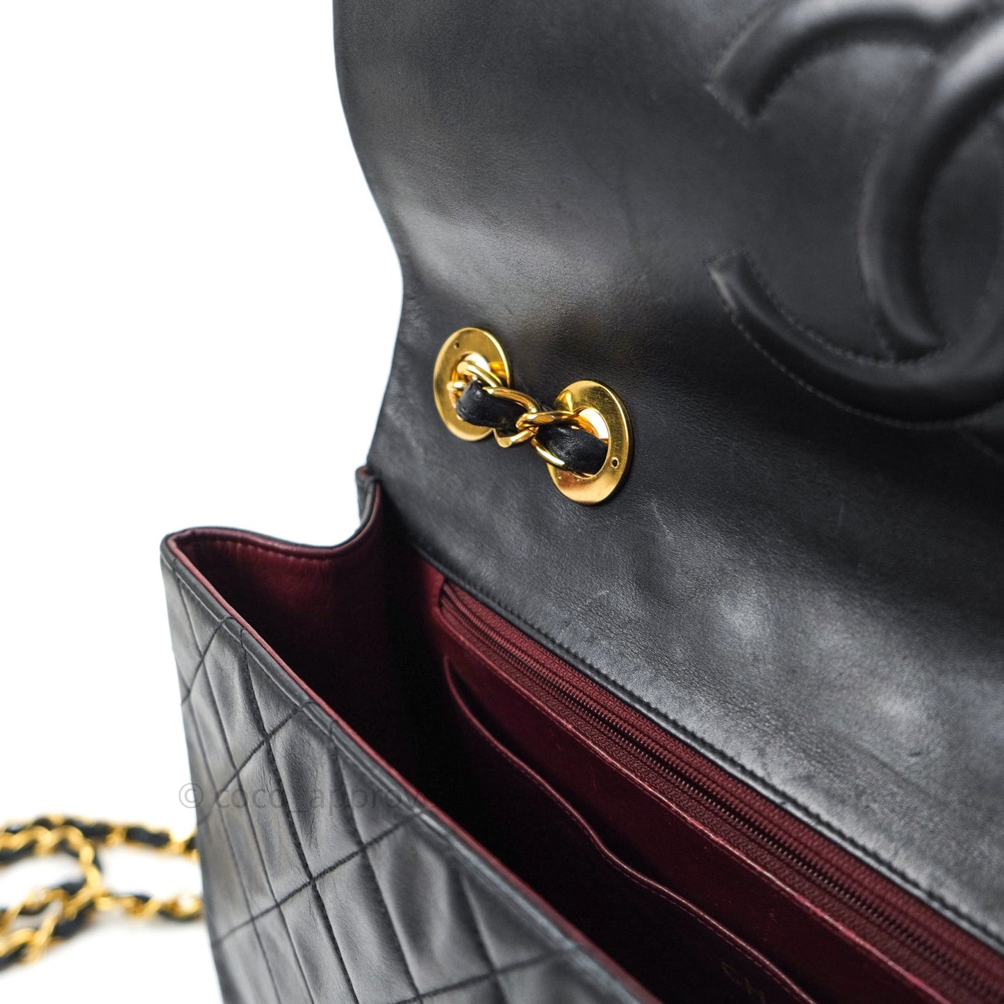 Chanel Vintage XL Jumbo Single Flap Black Lambskin 24K Gold Hardware