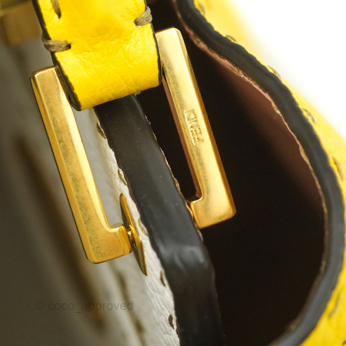 Fendi Small Peekaboo Iseeu Yellow Grained Leather Gold Hardware