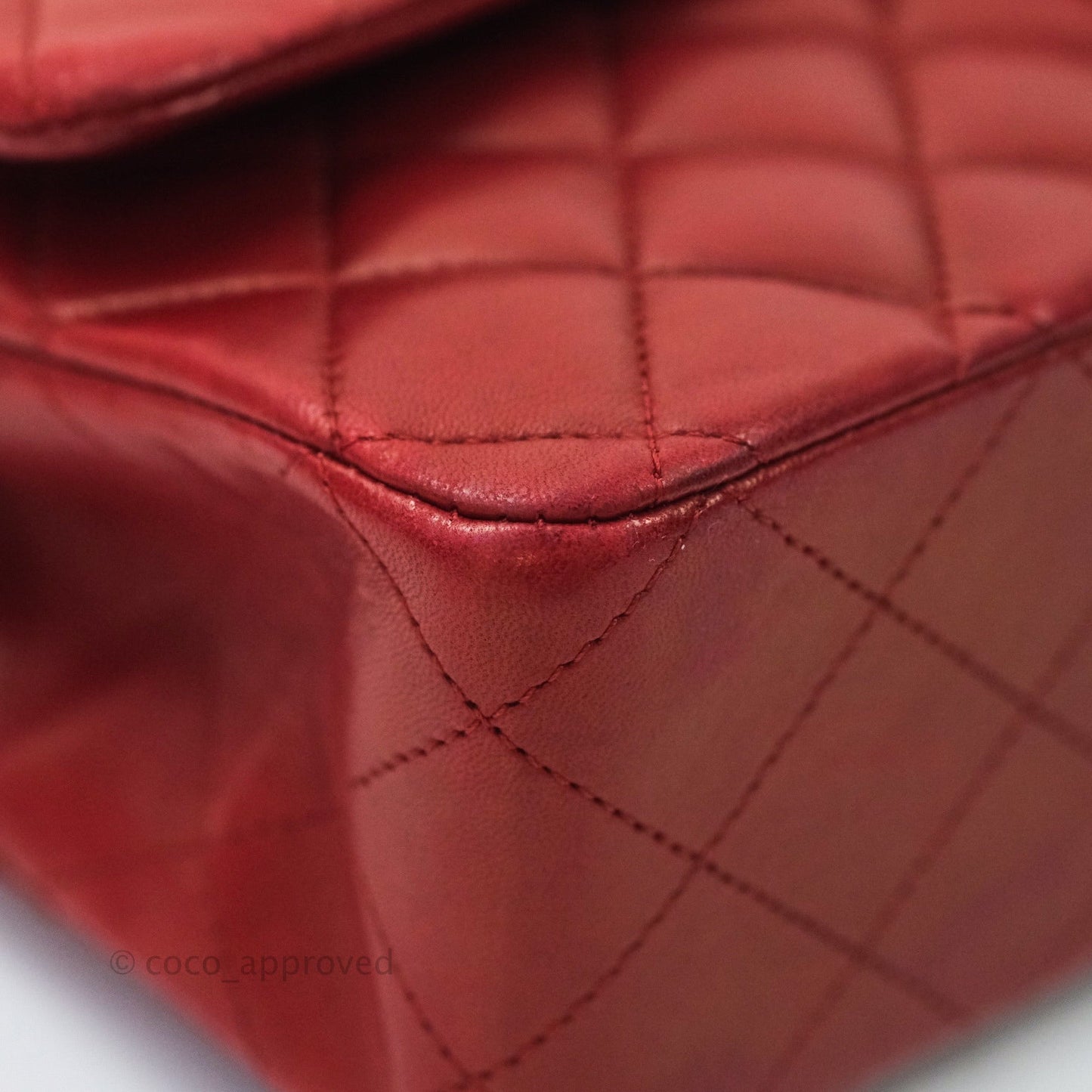 Chanel Classic M/L Medium Double Flap Dark Red Lambskin Gunmetal Hardware