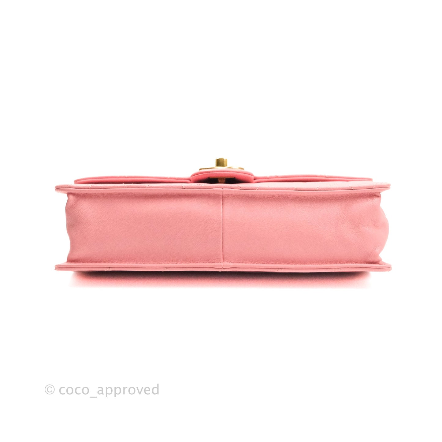Chanel Large Quilted Lambskin Pearl Chain Flap Bag Pink Aged Gold Hardware