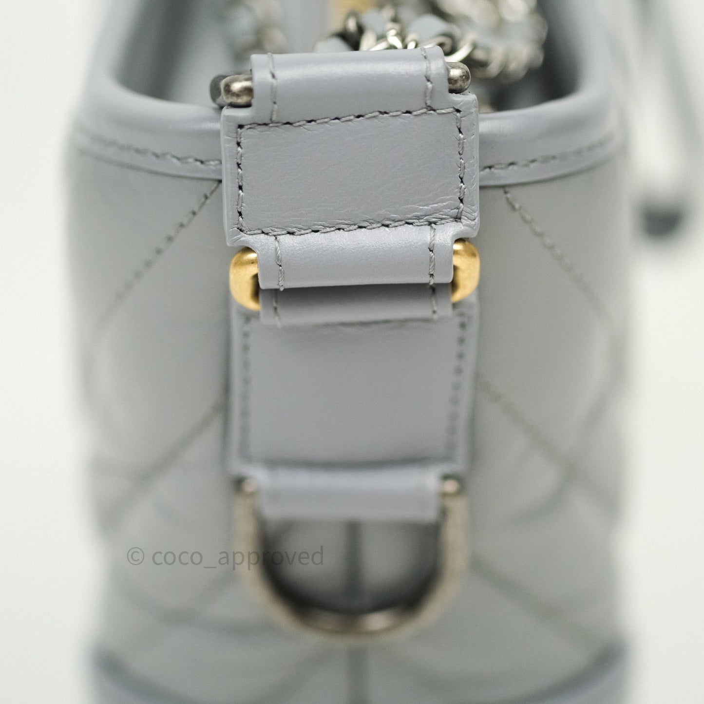 Chanel Calfskin Chevron Small Gabrielle Hobo Grey Mixed Hardware