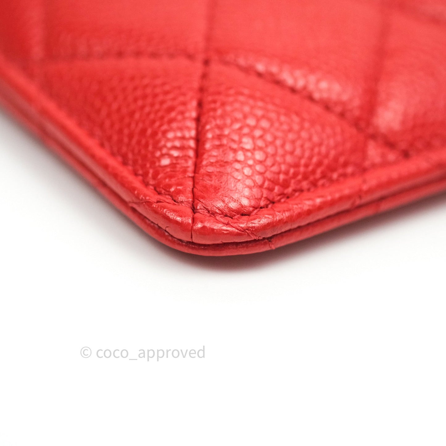 Chanel Red Caviar Phone Holder Long Zip Wallet