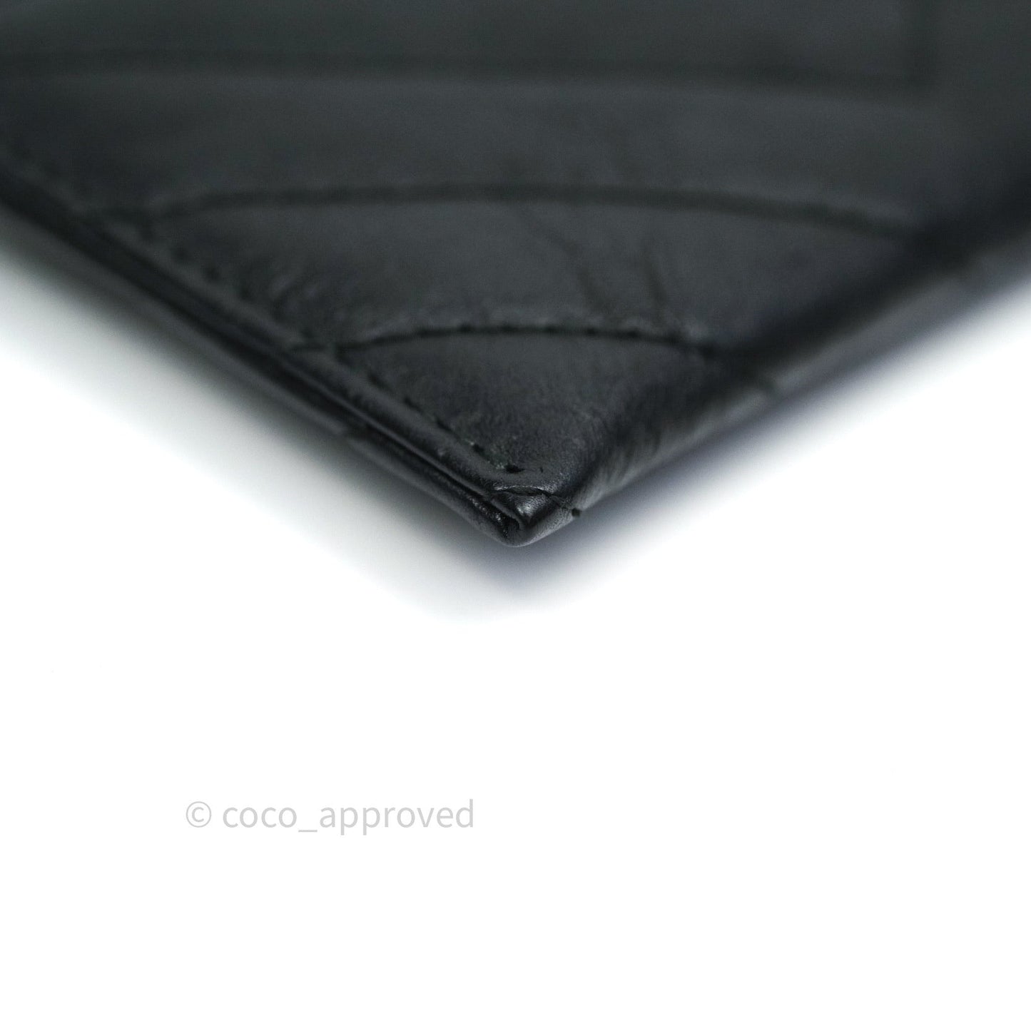 Chanel Black Chevron Classic Calfskin Flat Card Holder Gold Hardware