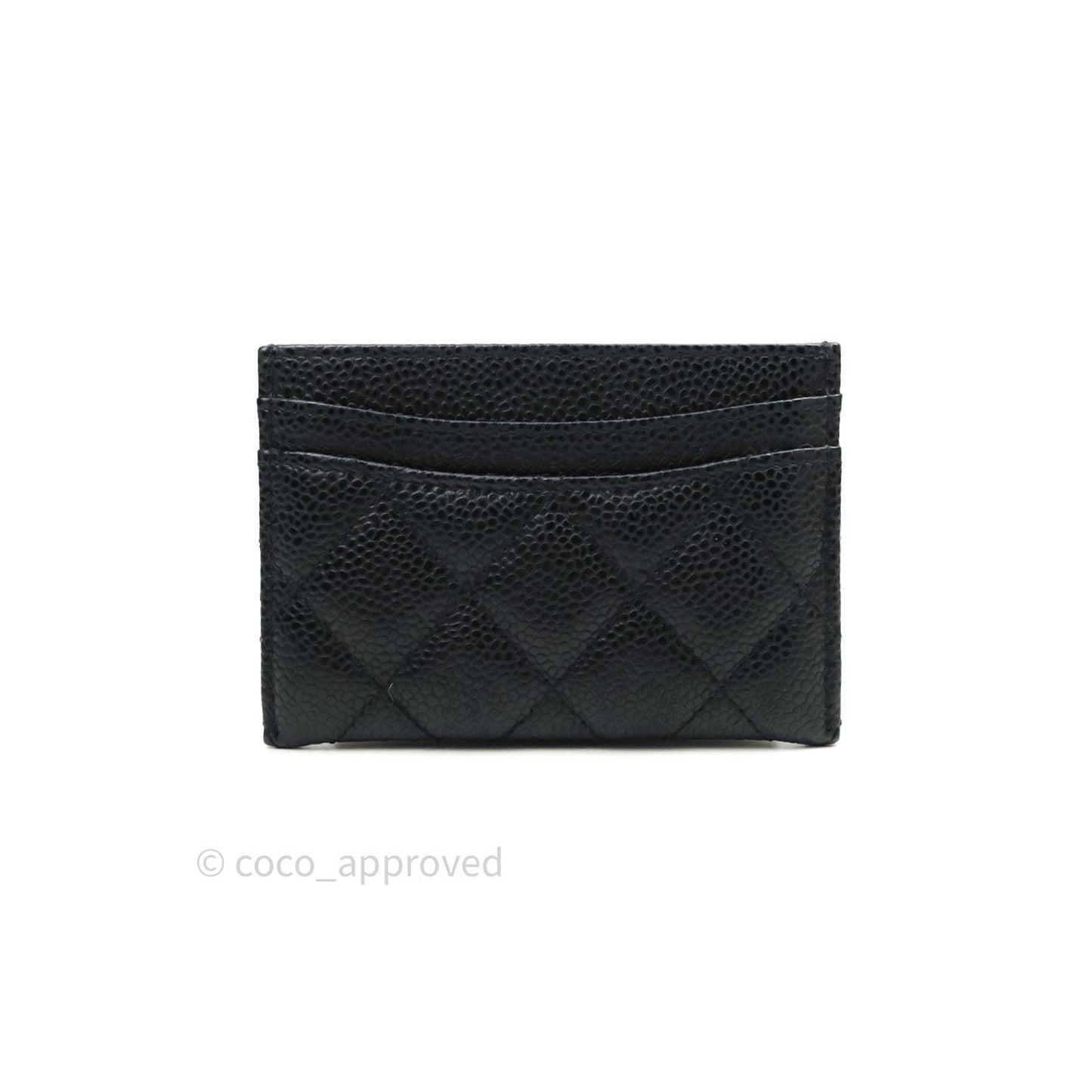 Chanel Quilted Classic Black Caviar Gold Hardware Flat Card Holder