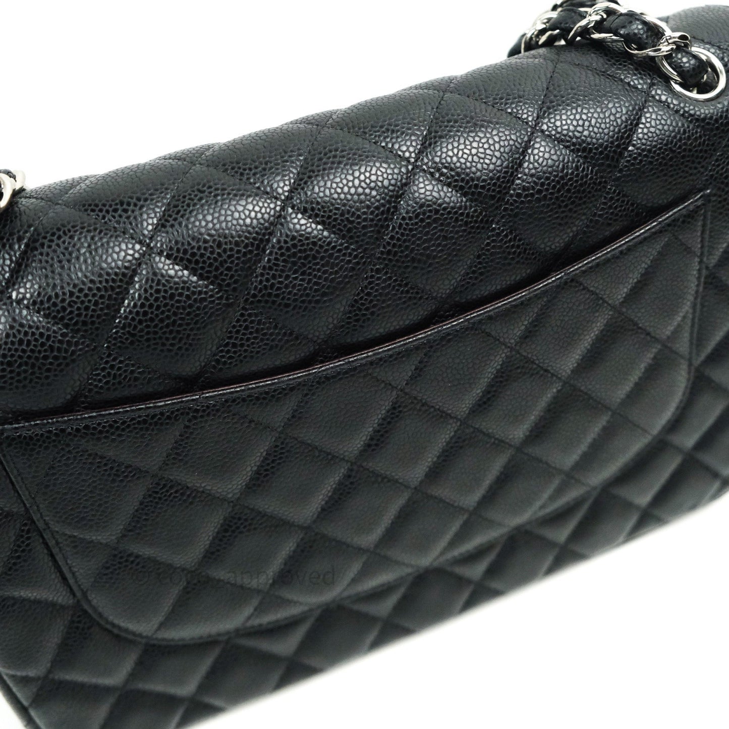 Chanel Classic Jumbo Double Flap Black Quilted Caviar Silver Hardware⁣⁣