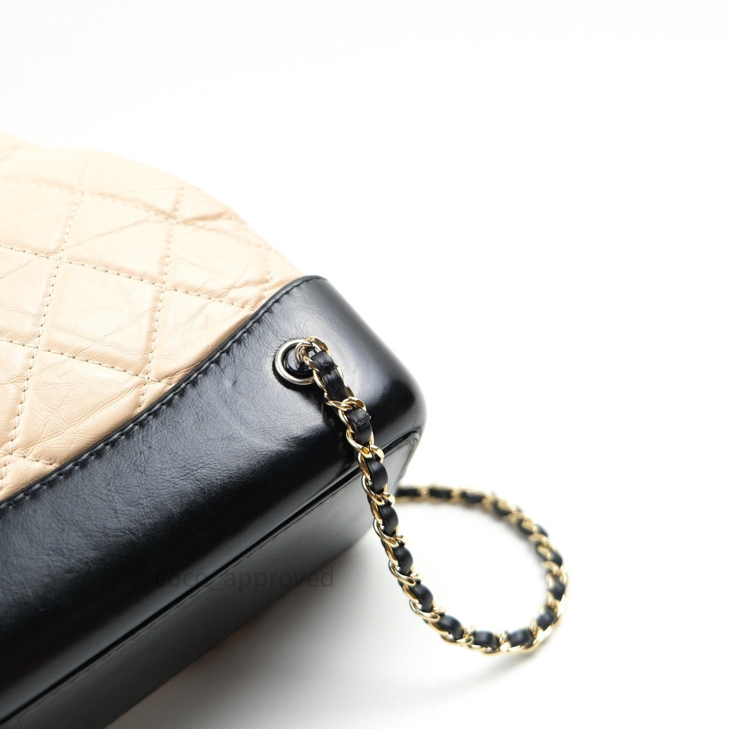 Chanel Gabrielle Backpack Black Aged Calfskin Small Beige Black