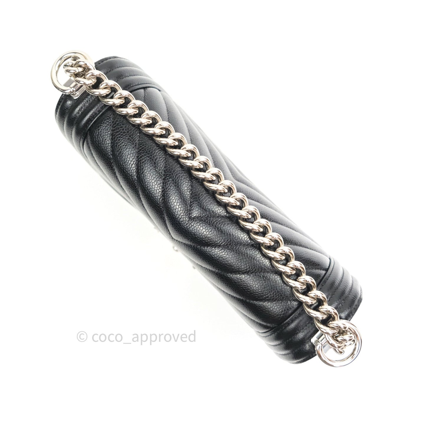 Chanel Boy Chevron Medium Black Caviar Silver Hardware