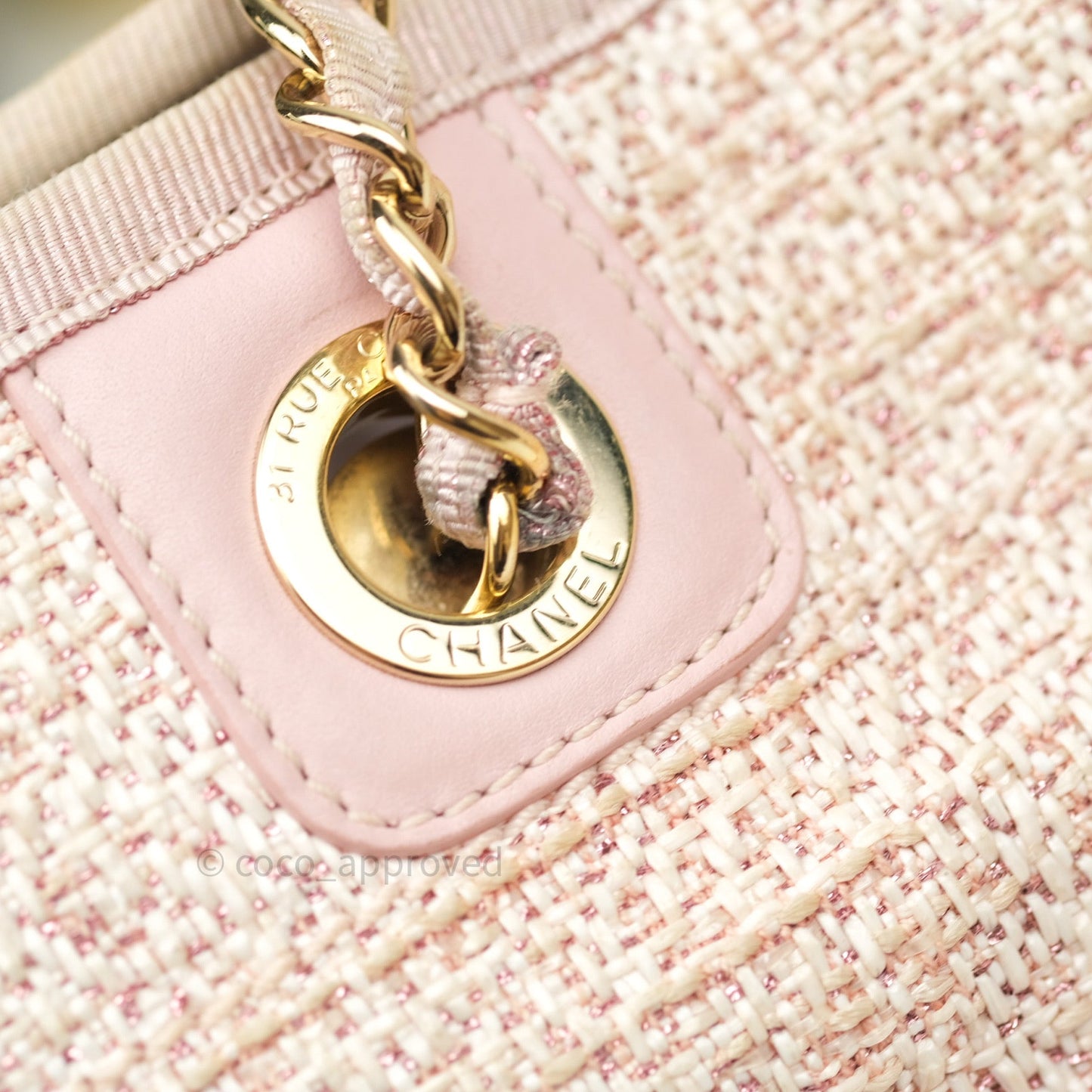 Chanel Canvas Deauville Medium Tote Pink Glittering 19C