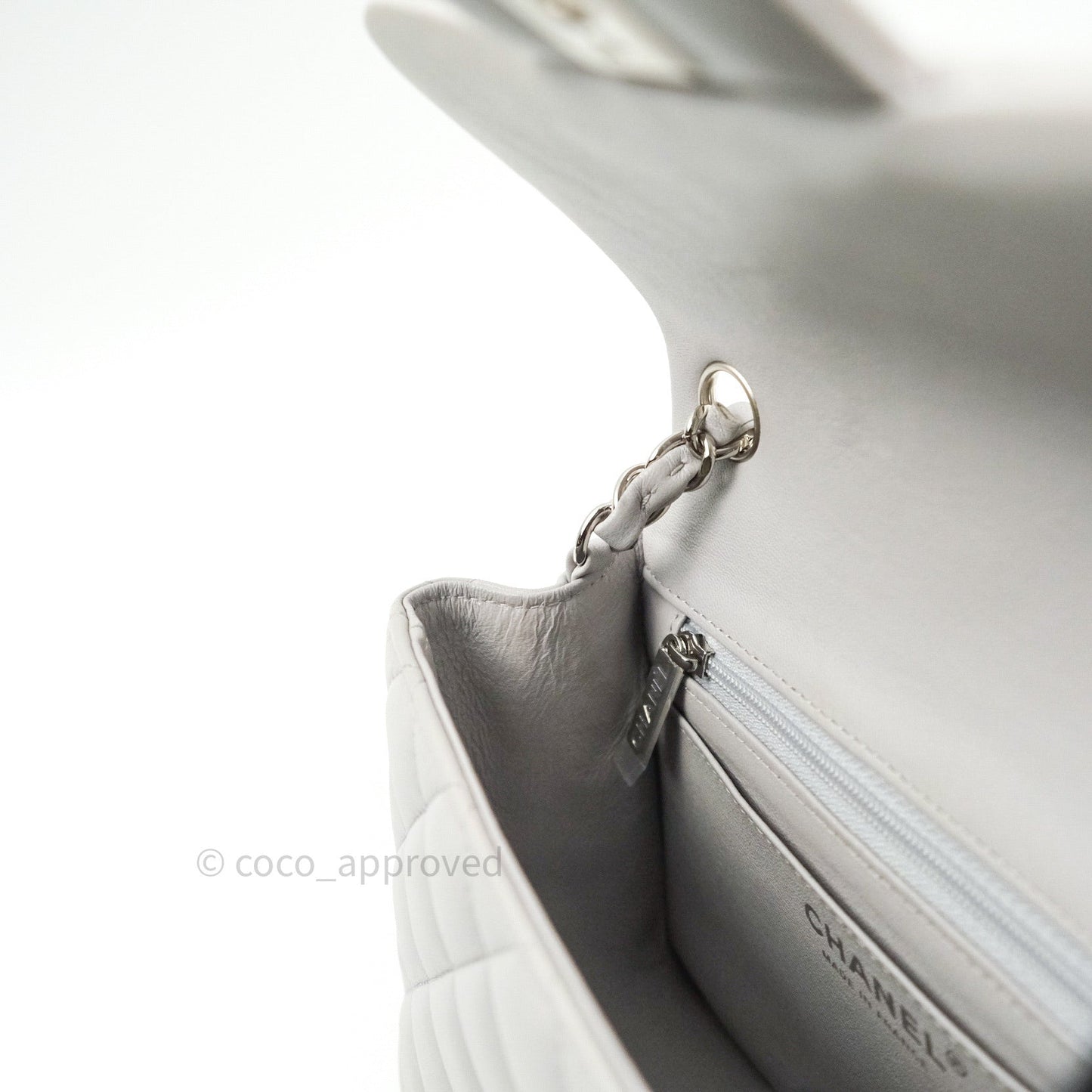 Chanel Mini Square Grey Lambskin Silver Hardware 19B
