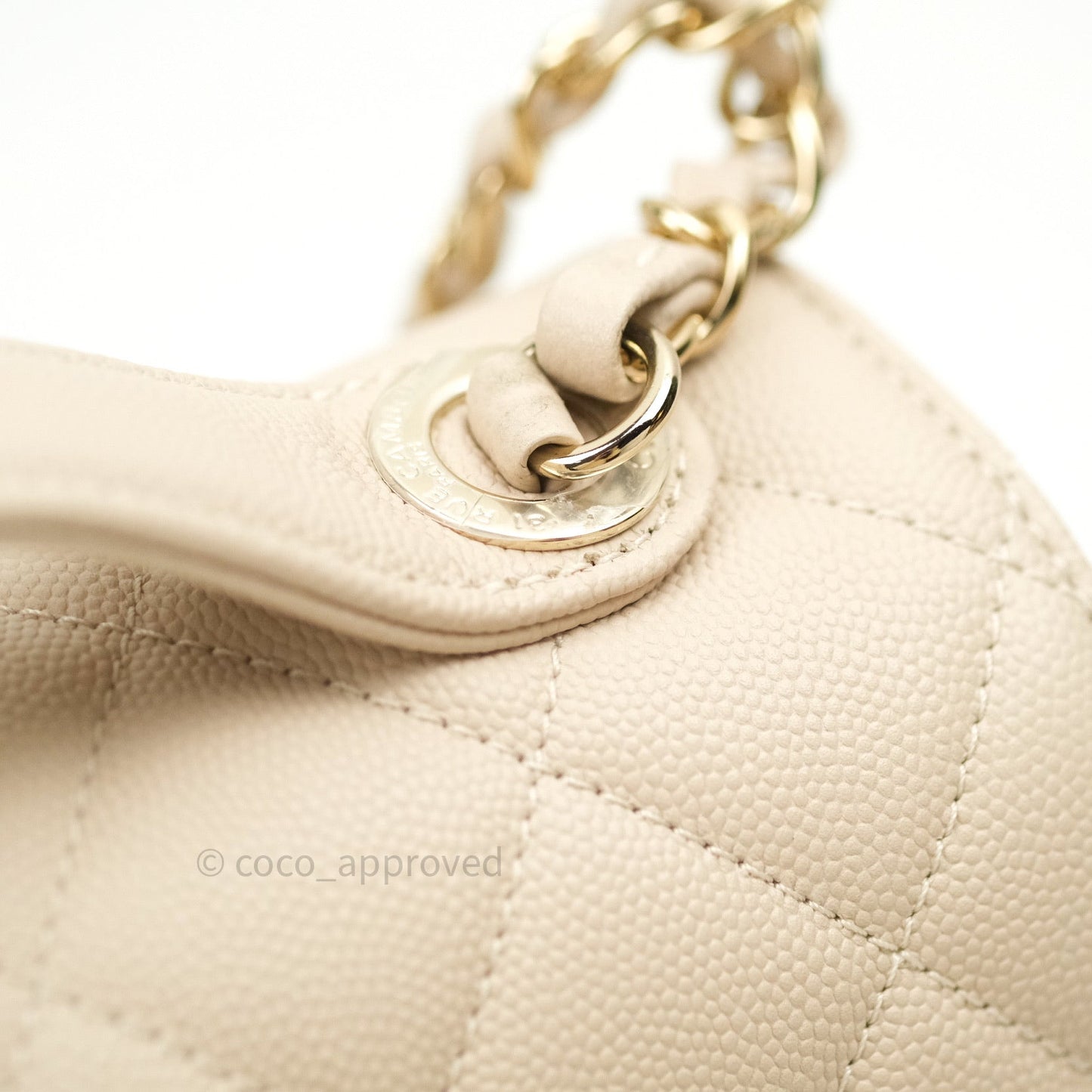Chanel Quilted Medium Business Affinity Flap Beige Caviar Light Gold Hardware