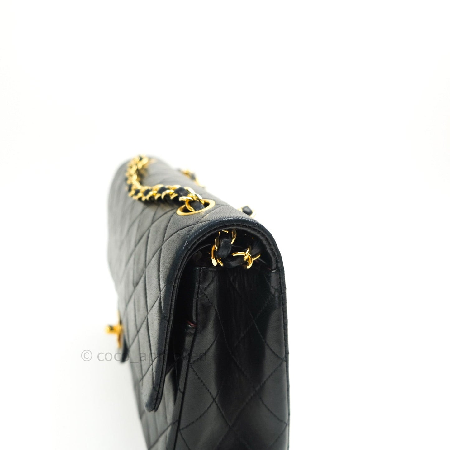 Chanel Classic Vintage M/L Medium Double Flap Bag Black Lambskin 24K Gold Hardware