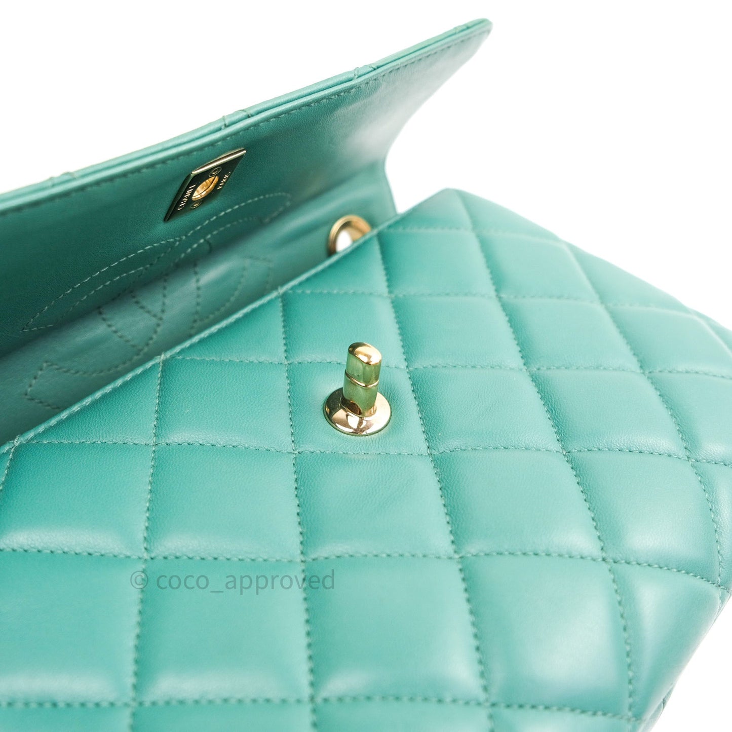Chanel Lambskin Quilted Small Trendy CC Flap Handle Bag Light Green
