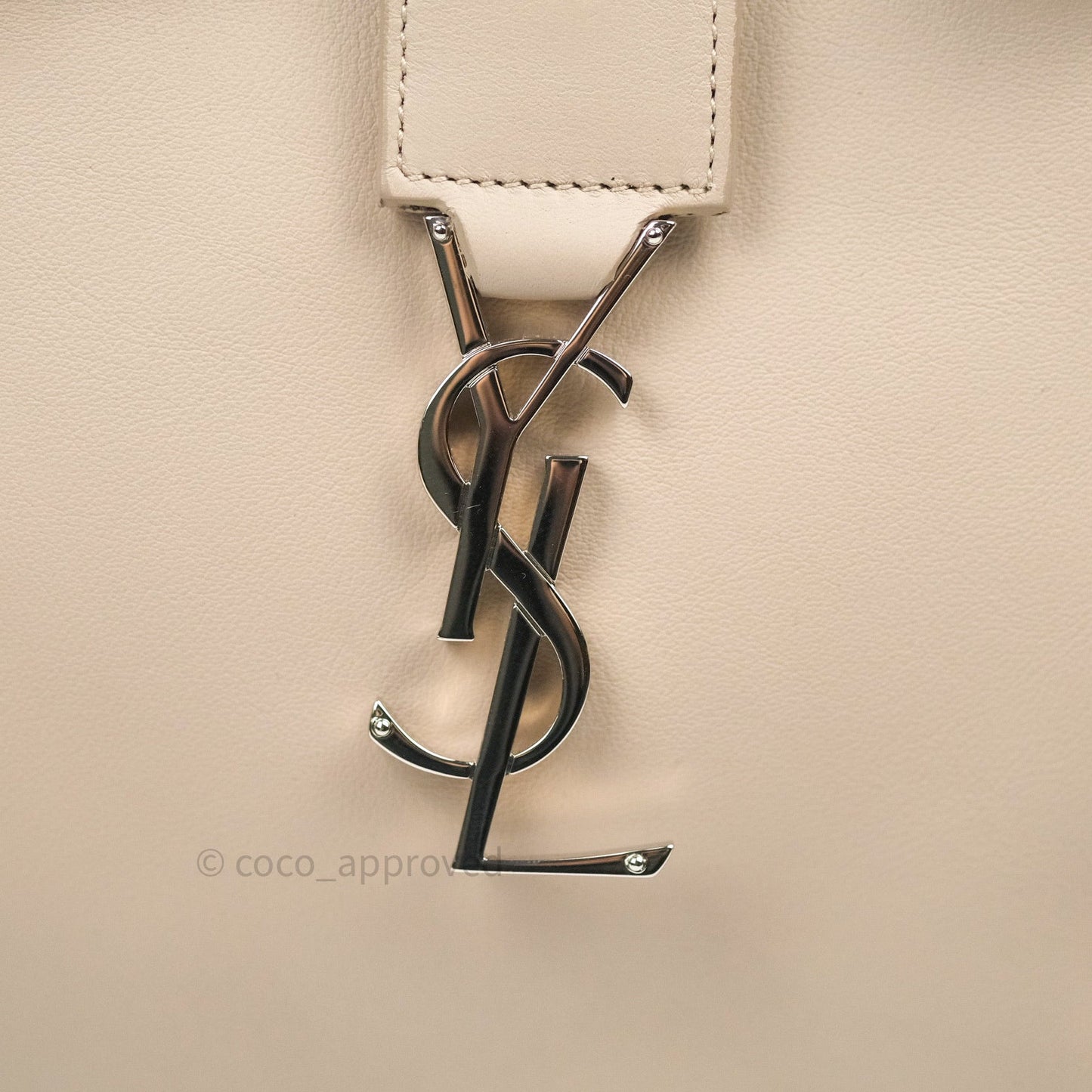 Saint Laurent Calfskin Monogram Baby Cabas Pale Pink Silver Hardware