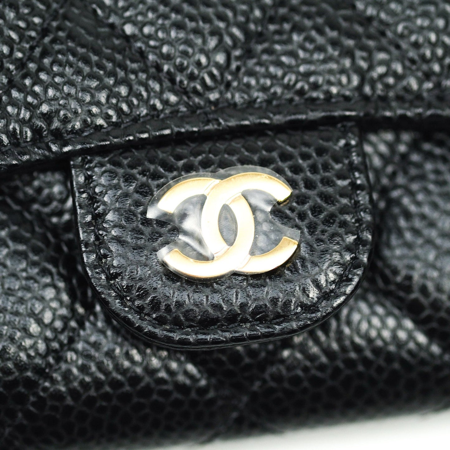 Chanel Caviar Quilted Flap Card Holder Black Gold Hardware
