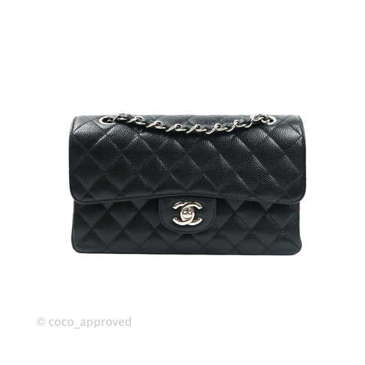 Chanel Classic Small S/M Flap Black Caviar Silver Hardware