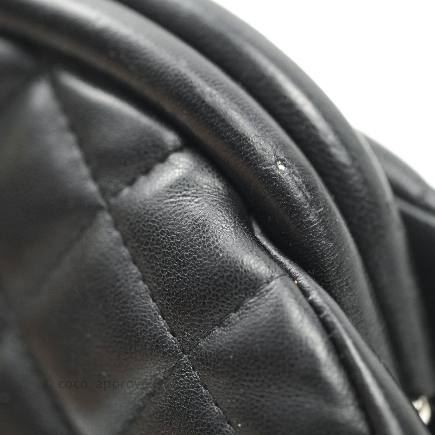 Chanel Quilted Timeless Kisslock Clutch Black Lambskin Silver Hardware