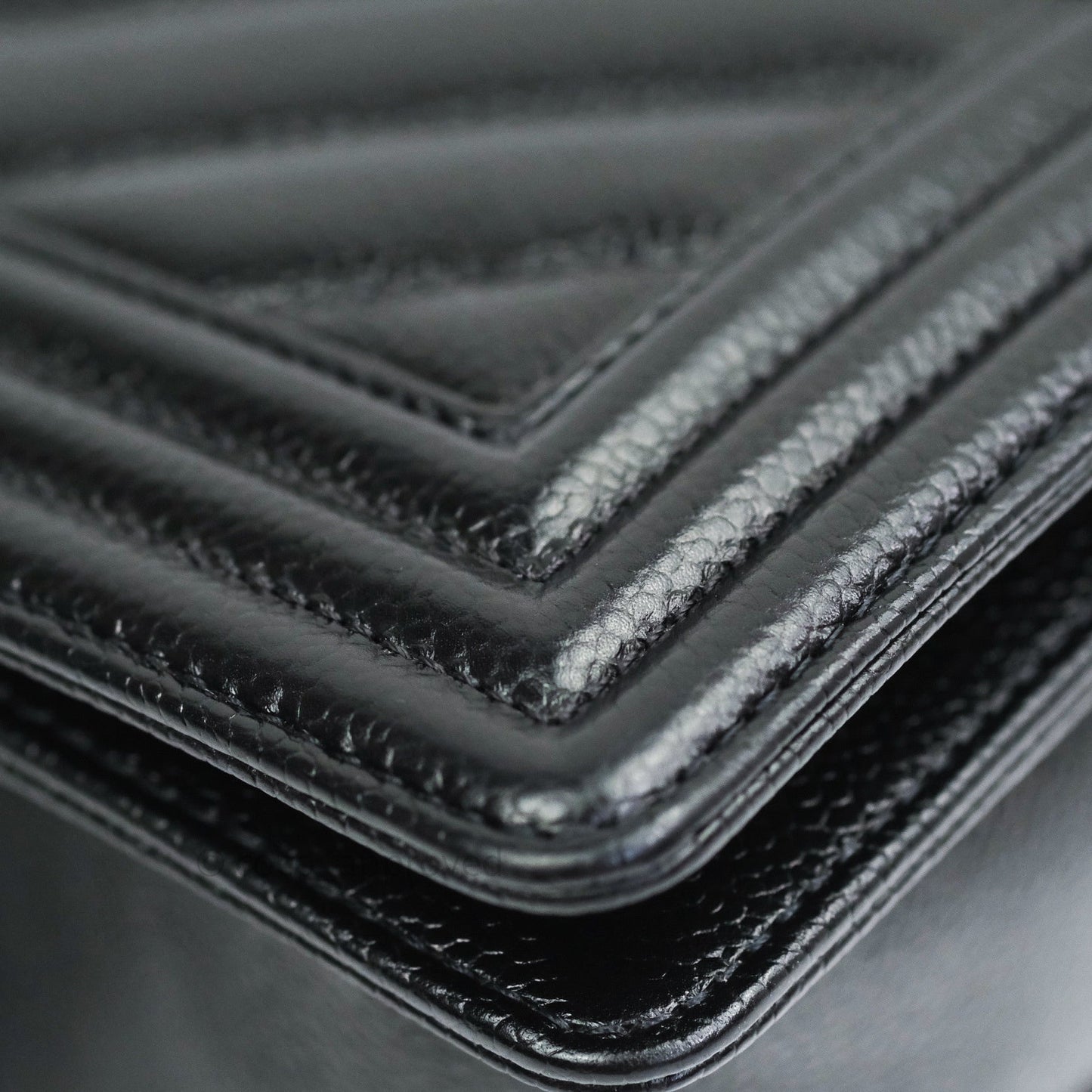 Chanel Boy Chevron Medium Black Caviar Silver Hardware