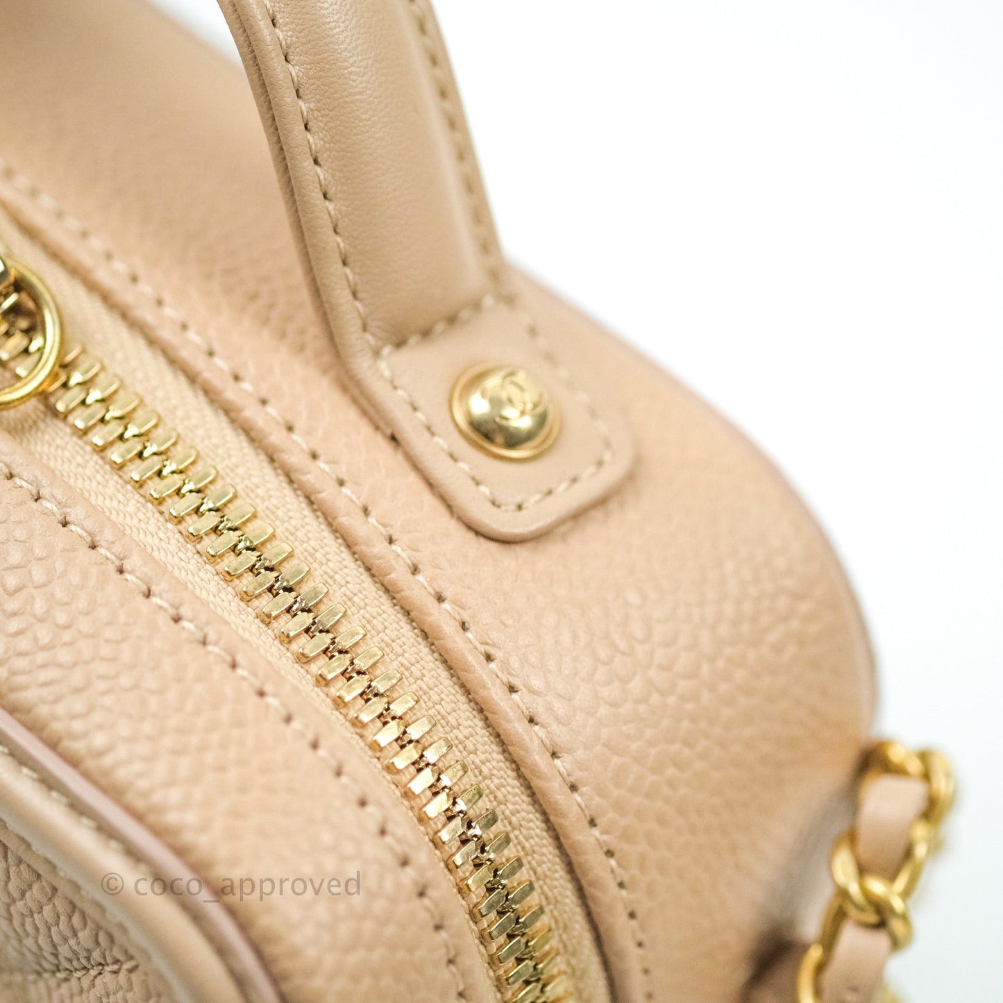 Chanel Quilted Small CC Filigree Vanity Case Beige Beige Caviar