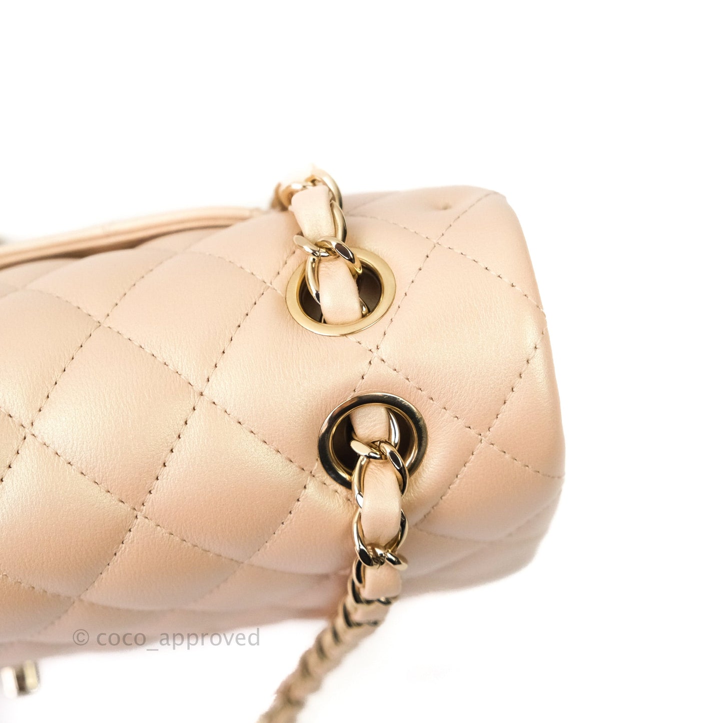 Chanel M/L Medium Double Flap Bag Iridescent Beige Calfskin Gold Hardware 21S