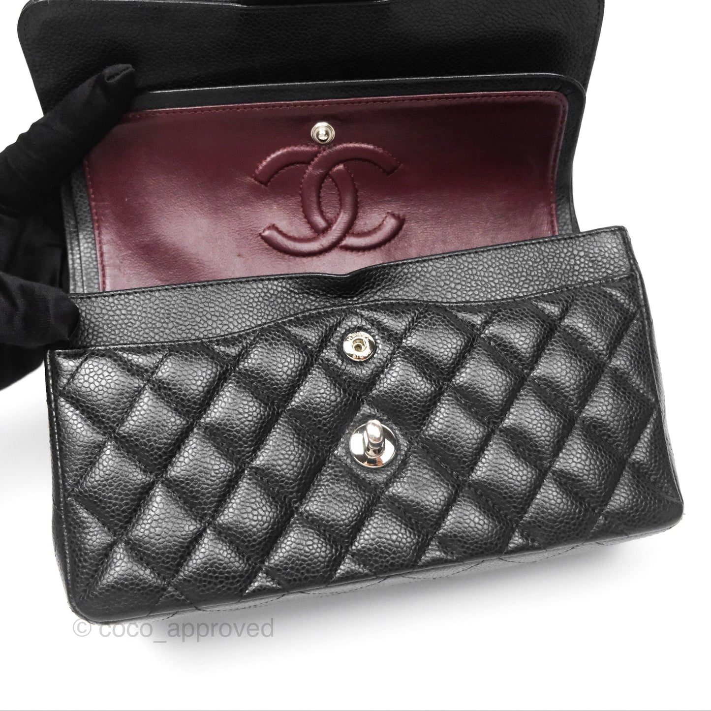 Chanel Small Classic Flap Quilted Black Caviar Silver Hardware