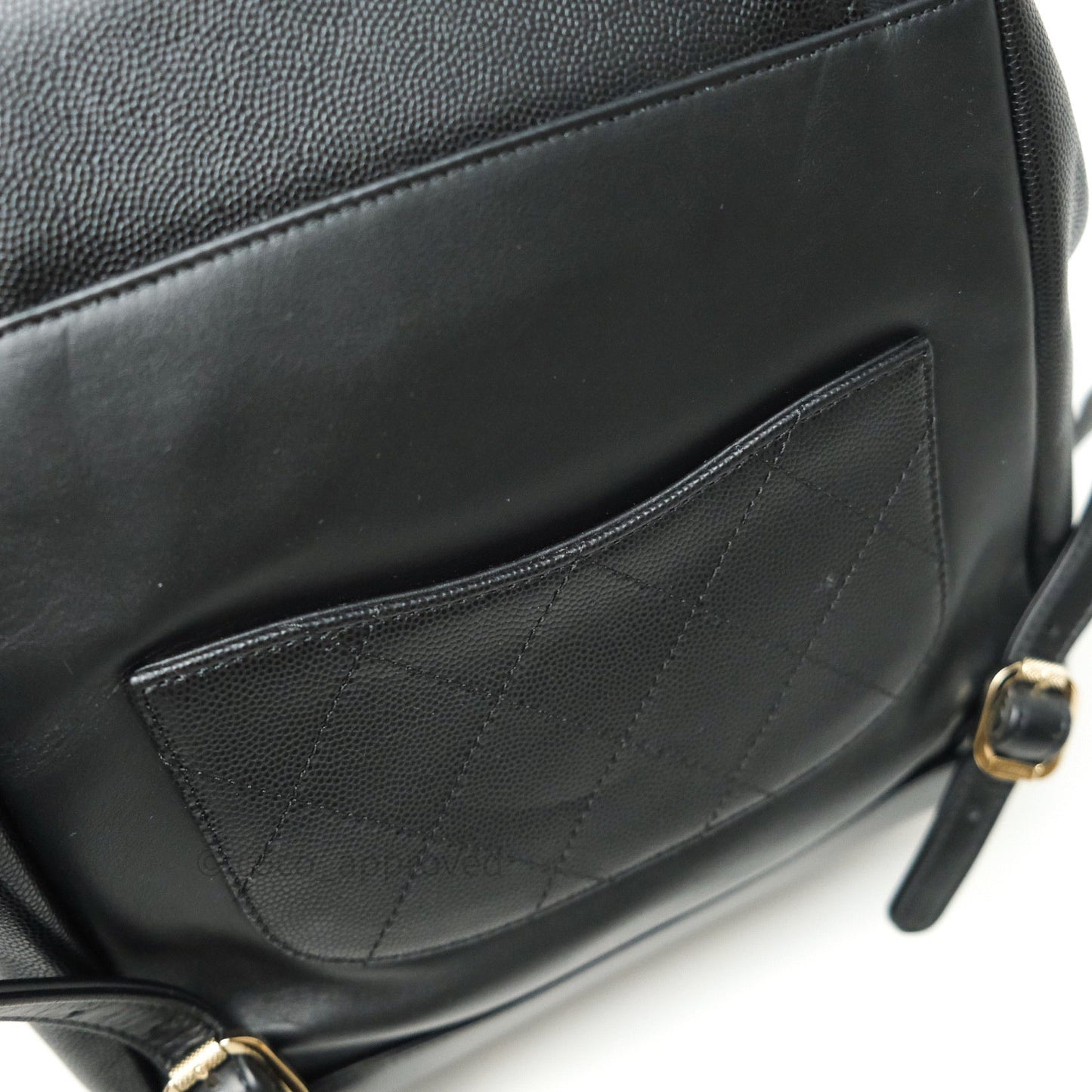 Chanel Quilted Business Affinity Backpack Black Caviar Light Gold Hardware