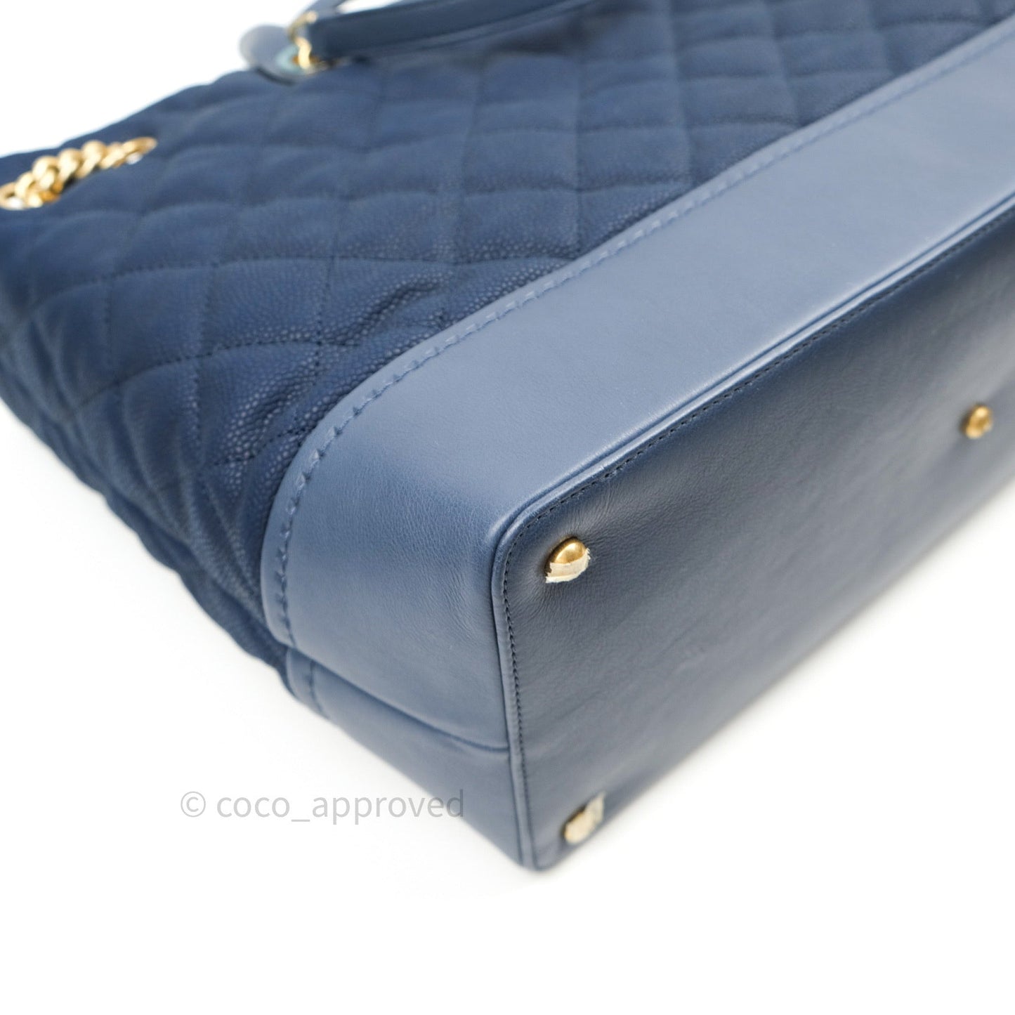 Chanel Iridescent Caviar Quilted Globe Trotter Shopping Tote Blue