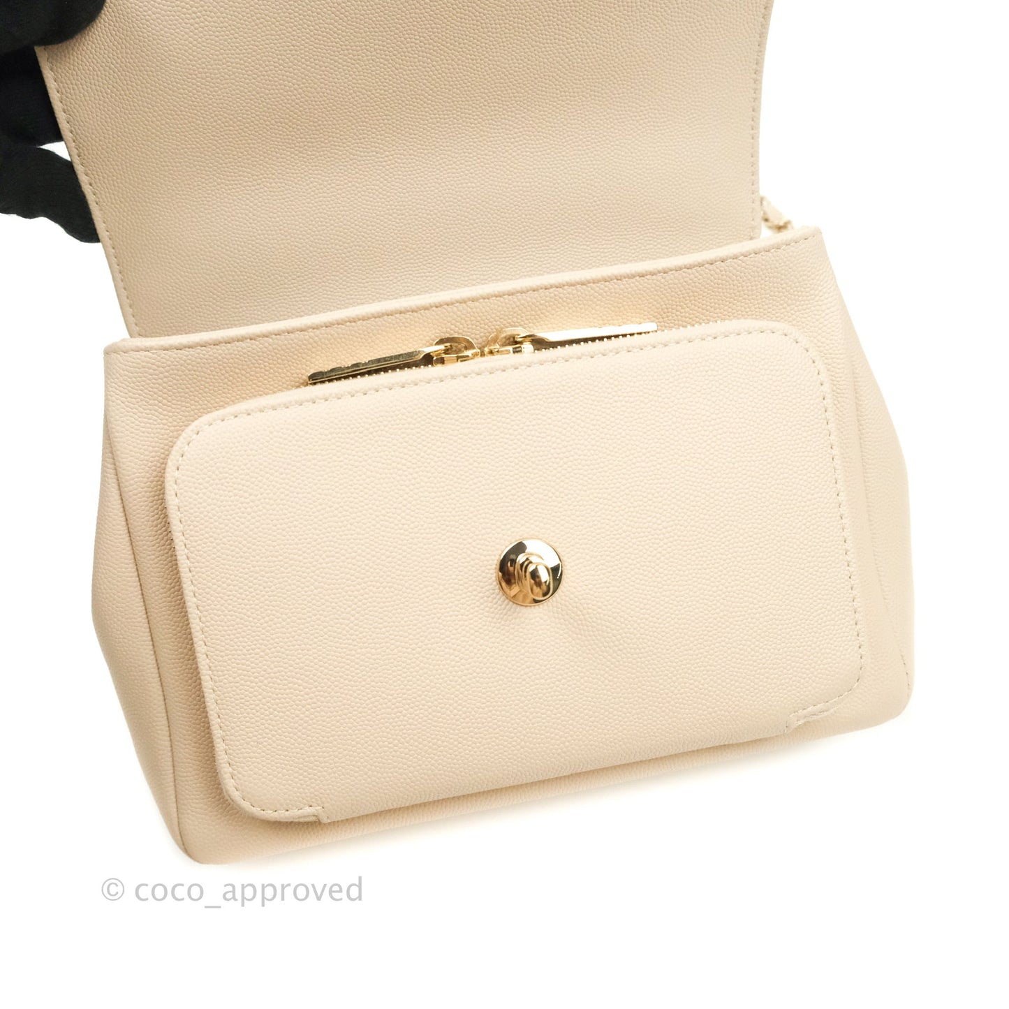 Chanel Quilted Medium Business Affinity Flap Beige Caviar Gold Hardware