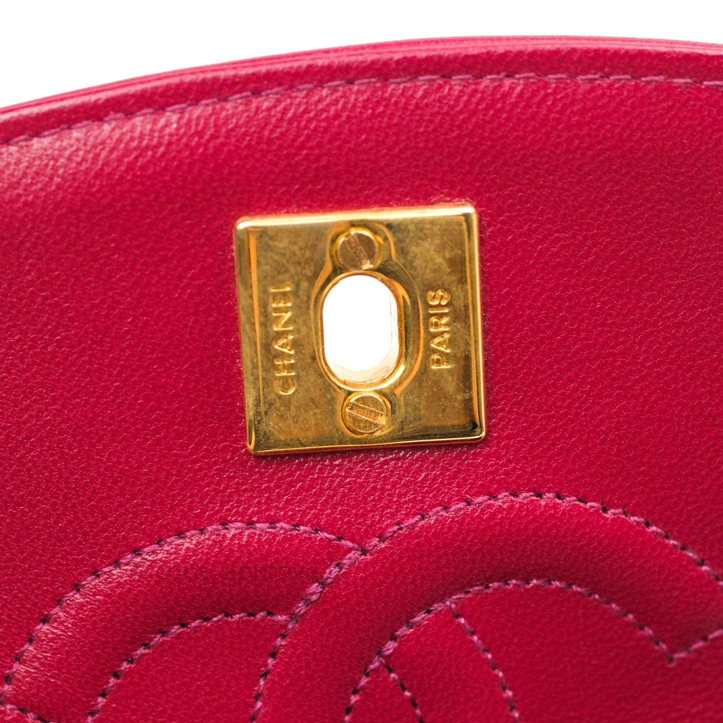 Chanel Vintage Dark Red Pink Lambskin 24K Gold Hardware