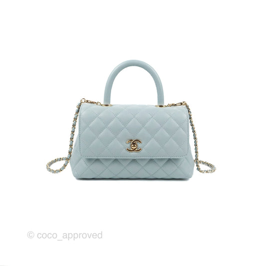 Chanel Small Coco Handle Blue Caviar Gold Hardware