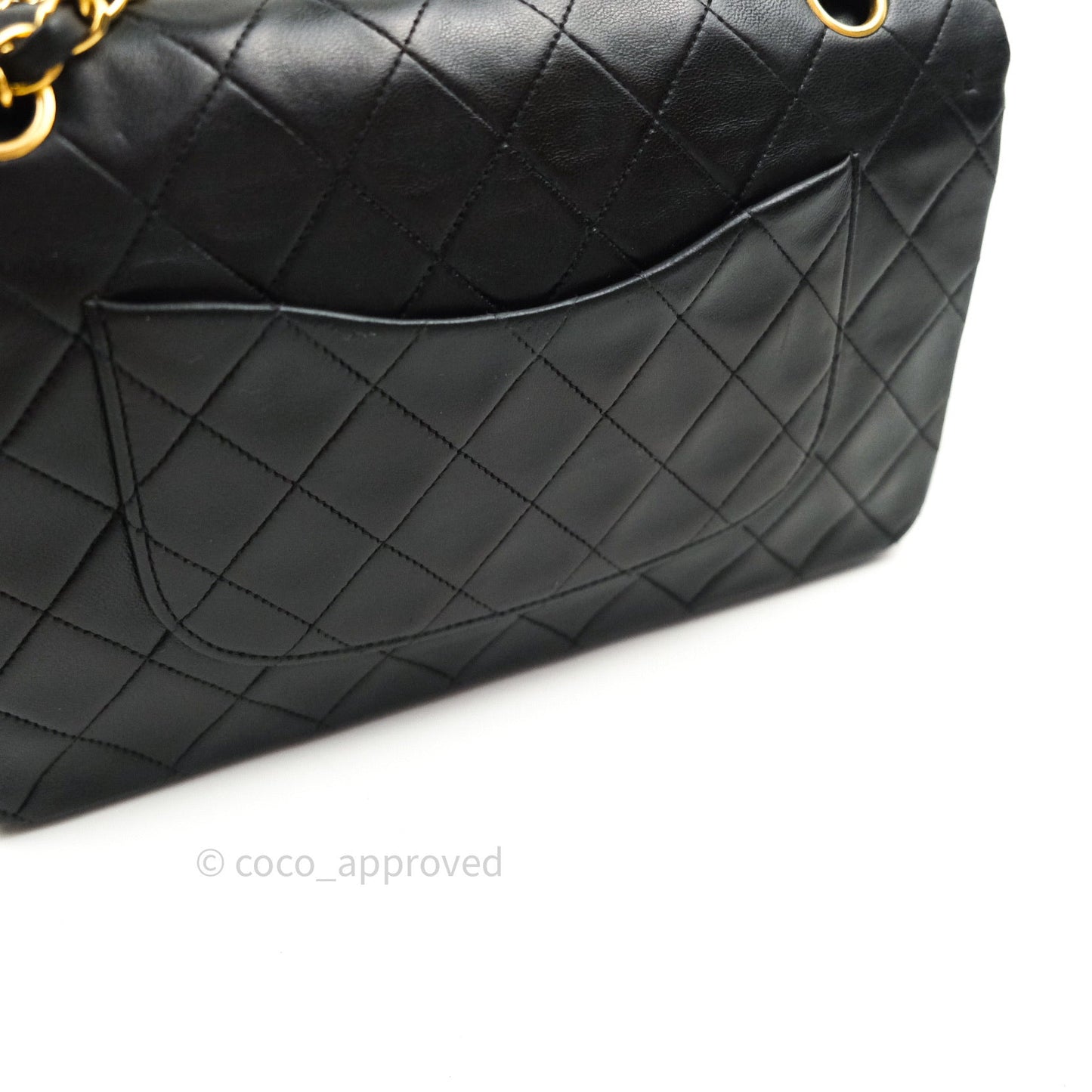 Chanel Classic Vintage Double Flap M/L Black Lambskin Gold Hardware