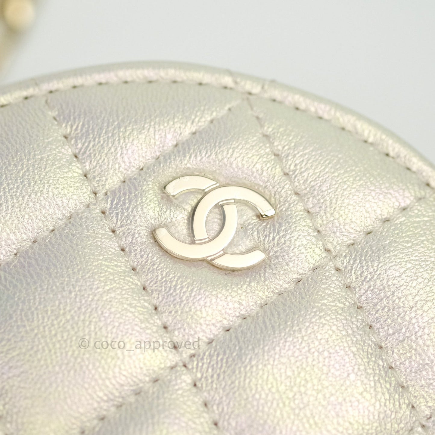 Chanel Round Circle Bag Iridescent Ivory Gold Hardware