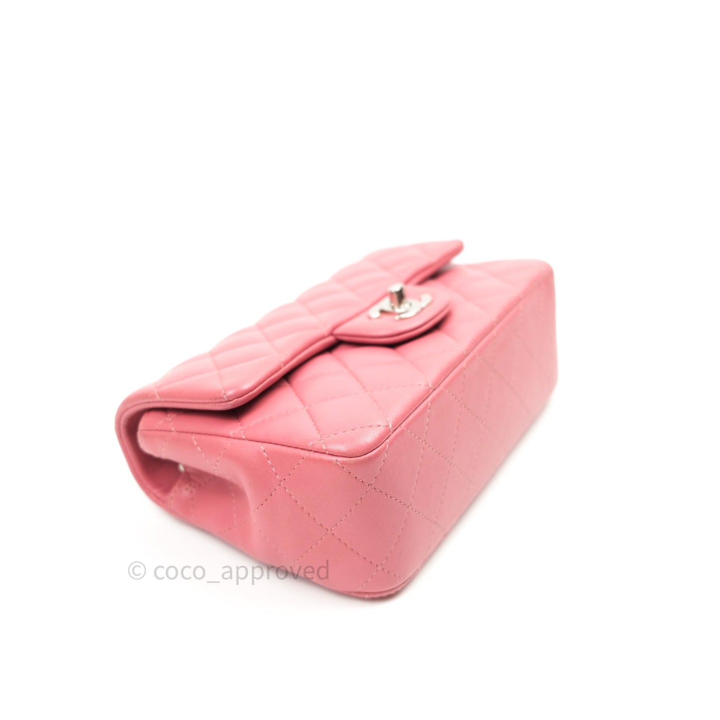 Chanel Quilted Mini Rectangular Pink Lambskin Silver Hardware